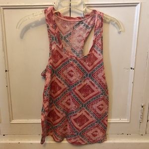 Washed Pattern Racer Back Tank Top